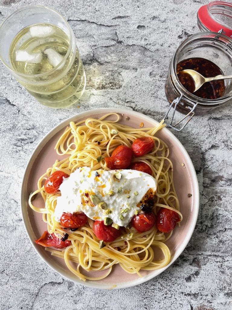 pasta burrata en hot honey