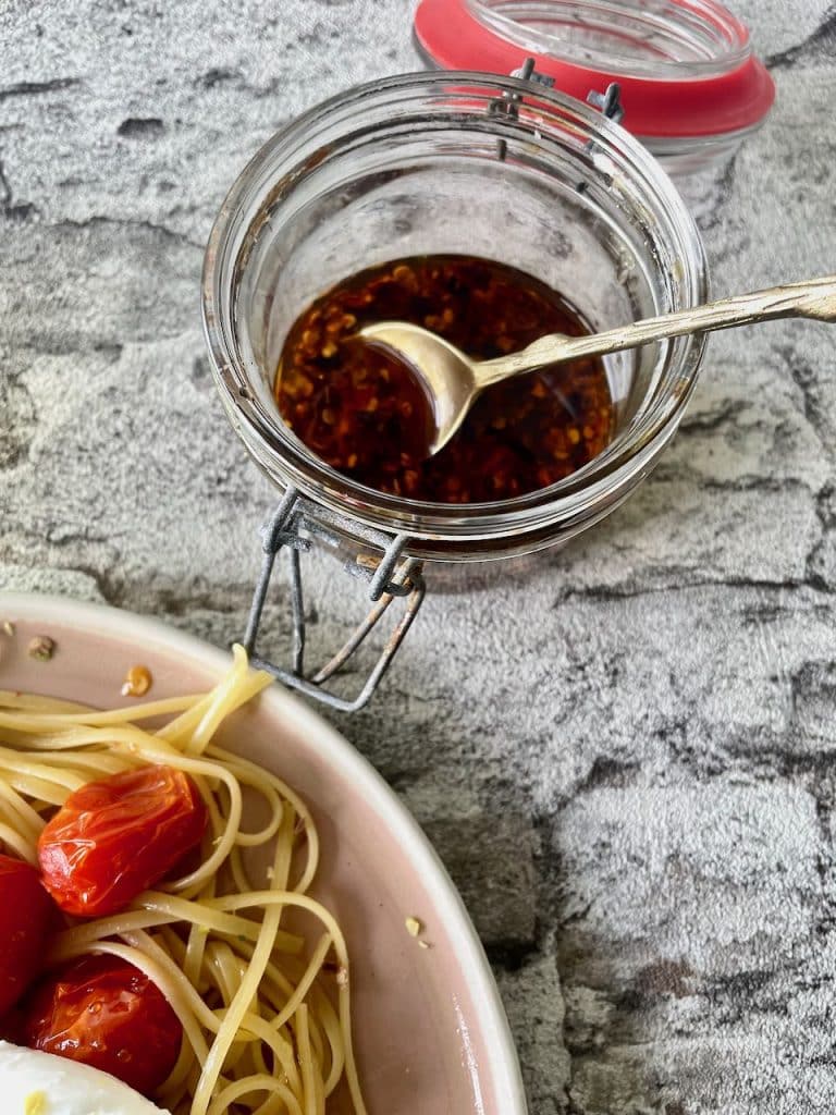 Pasta burrata en hot honey