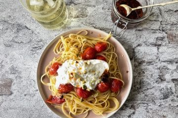 Pasta burrata en hot honey