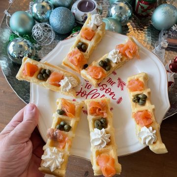 Wafel bites met zalm